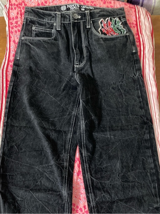 Ninth Hall Fundamentals Denim - Women's Ninth Hall Ambush Black Boot Cut Jeans with Embroidered Pocket Detail